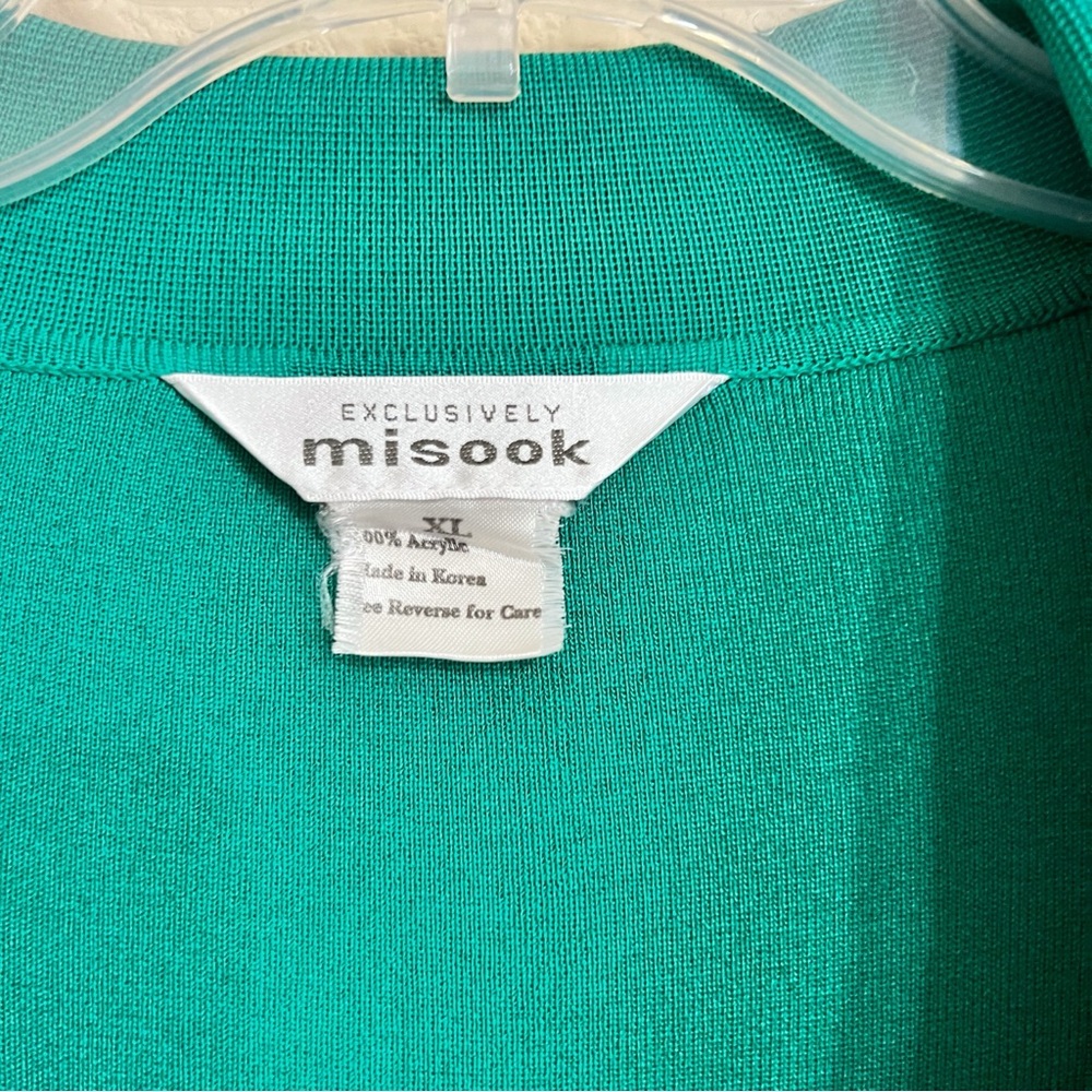 Exclusively Misook Knit Cardigan Blazer Size XL Womens Green Open Front Pockets - Picture 7 of 9